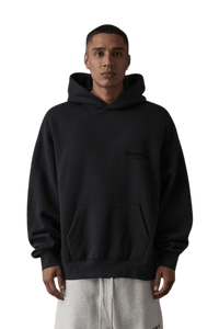 ShaLaoBan SS22 Flocked Logo Hoodie in Dark Gray, featuring a front pocket and relaxed fit