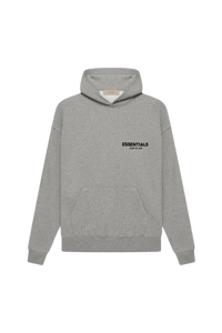SS22 Flocked Logo Hoodie in Gray with Essentials print and front pocket