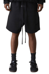 Men's black SS22 Flocked Logo Shorts with drawstring waist for comfort and style