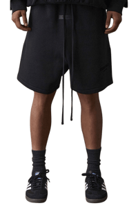 Men's black SS22 Flocked Logo Shorts with drawstring waist for comfort and style