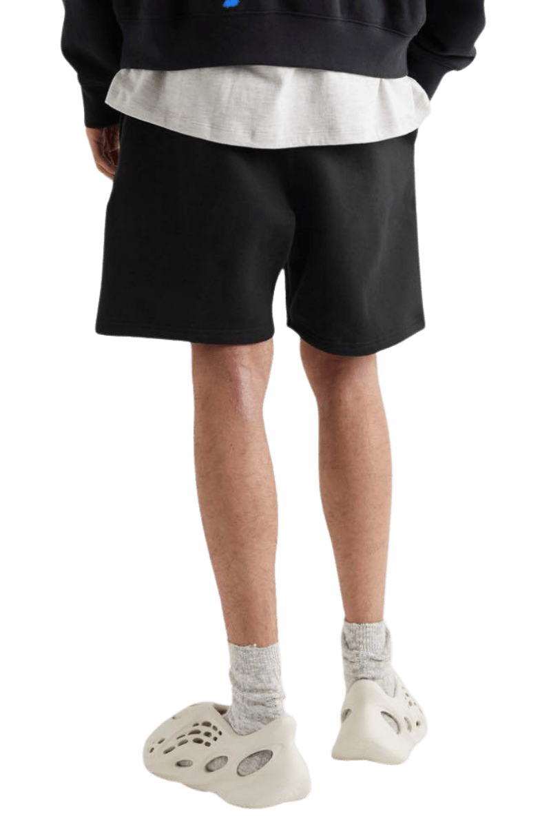 ShaLaoBan SS22 Flocked Logo Shorts in black for a casual and comfortable summer outfit