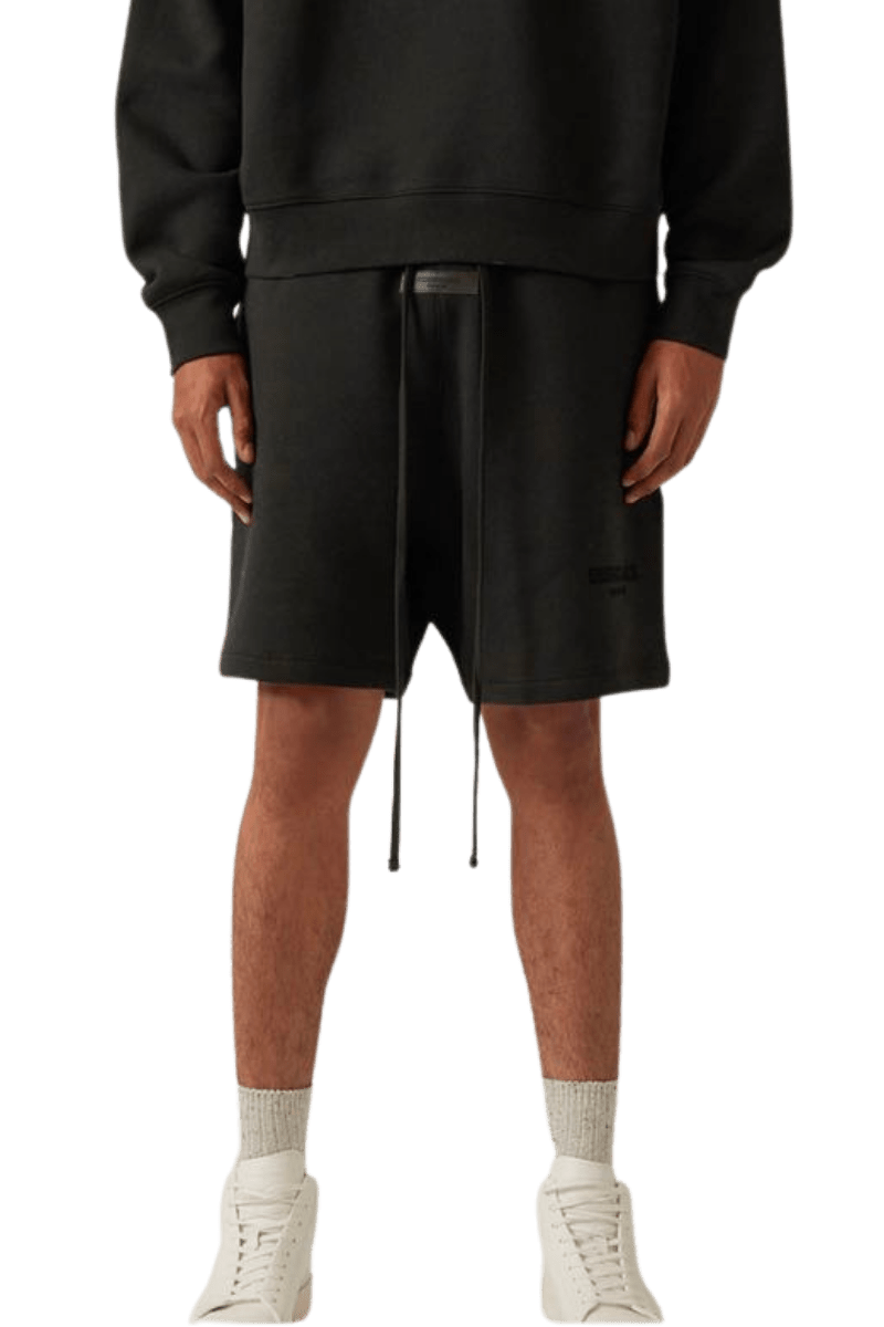 ShaLaoBan SS22 Flocked Logo Shorts in Black with Drawstring Waist for Comfortable Fit