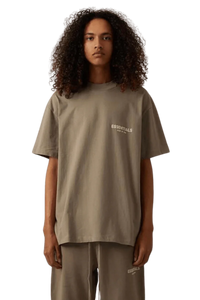 ShaLaoBan SS22 Tee in Olive Green with ESSENTIALS logo for casual streetwear style