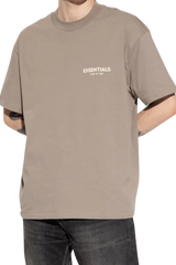 ShaLaoBan SS22 Tee in beige with 'ESSENTIALS' printed on the chest for casual style