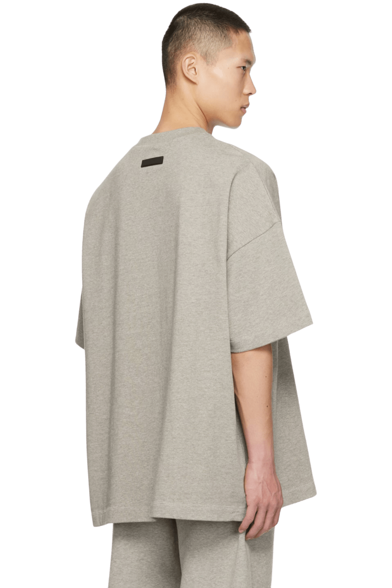 Fear Of God Essentials SS24 Heavy Jersey Arch Logo Tee in grey with a relaxed fit