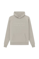 Light gray SS23 Rubber Embossed Hoodie featuring EMP Essentials Fear of God text and front pocket