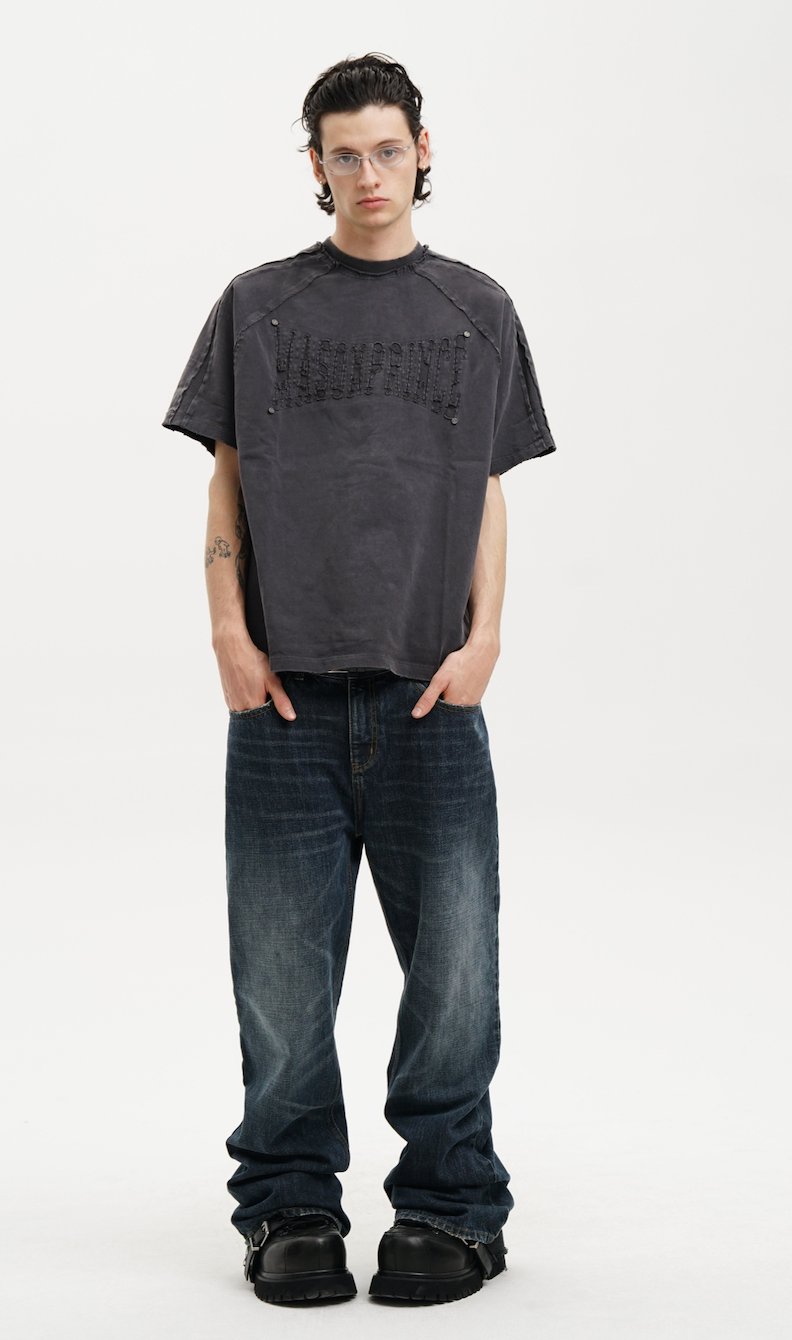 Masonprince   Embroidered Old Short-Sleeved Top