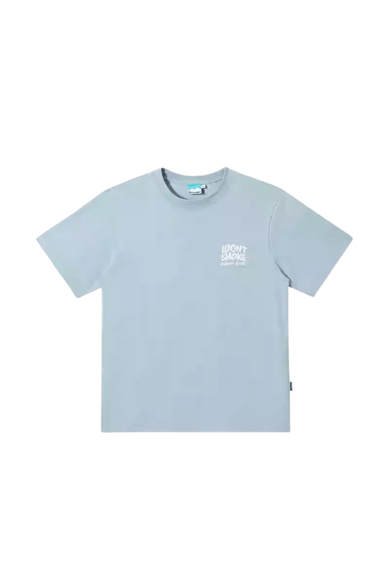IDontSmoke Basic Small Logo Tee in light gray with white chest logo and short sleeves