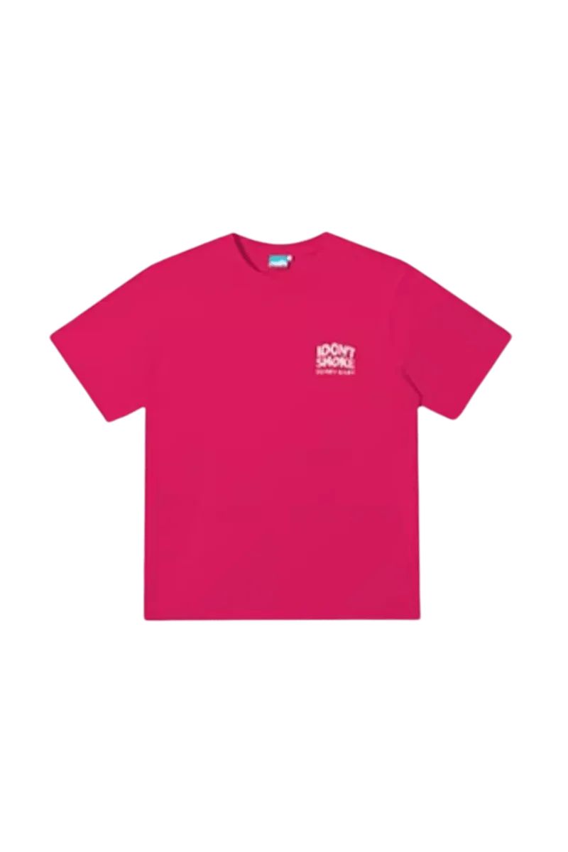 IDontSmoke Basic Small Logo Tee in bright red with white logo on chest pocket area