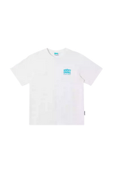 White IDontSmoke Basic Small Logo Tee with blue chest logo and short sleeves