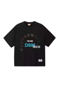 Black IDontSmoke SS25 Arch Logo Rhinestone Tee with multicolor arch graphic and front logo print