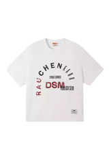 White IDontSmoke SS25 Arch Logo Tee with black and red graphic text design on front
