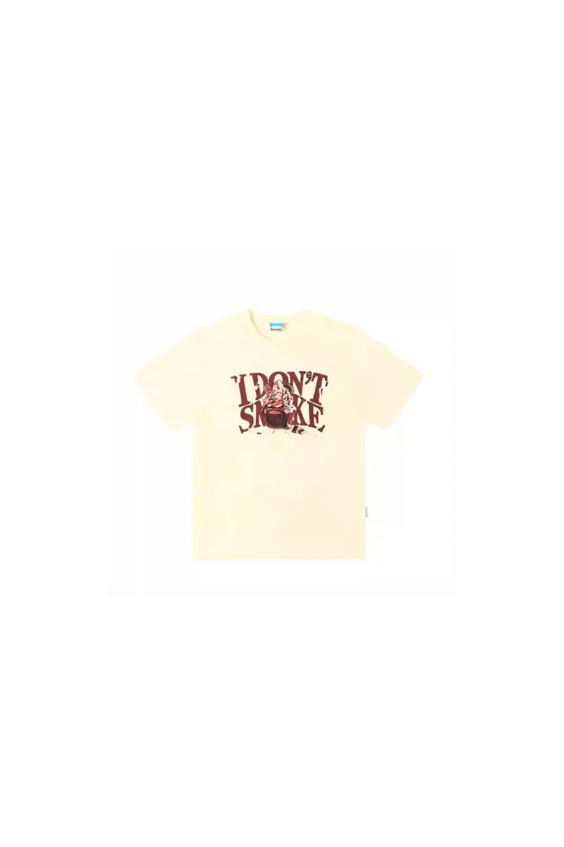 IDontSmoke Street Picnic Series Tee in cream with bold brown graphic text and design on front