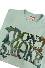 IDontSmoke light green leaf oil painting t-shirt with colorful butterfly and leaf art design