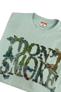 IDontSmoke light green leaf oil painting t-shirt with colorful butterfly and leaf art design