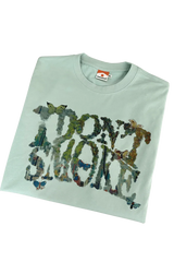 IDontSmoke leaf oil painting t-shirt in light color with artistic leaf and butterfly design text
