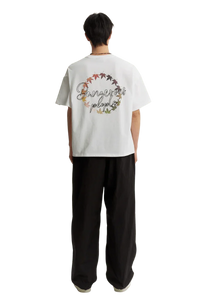 Dangerous People Maple Leaf Embroidery Tee featuring a colorful leaf design on the back