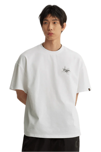 White Maple Leaf Embroidery Tee from Dangerous People featuring a relaxed fit and stylish design