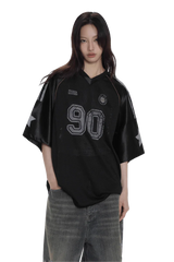 Masonprince 90s star mesh tee in black with oversized fit and star details on sleeves