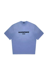 Masonprince 2.0 Faded Logo Gradient Tee in light blue with black text, unisex casual short sleeve shirt