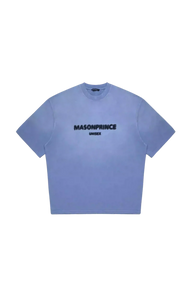 Masonprince 2.0 Faded Logo Gradient Tee in light blue with black text, unisex casual short sleeve shirt