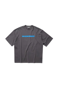 Masonprince Basic Logo Tee in gray with bold blue logo design for casual wear