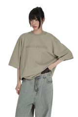 Masonprince Basic Logo Tee in Beige with Relaxed Fit for Casual Style