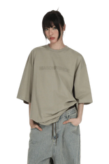 Masonprince Basic Logo Tee in beige with relaxed fit for casual style.