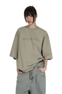 Masonprince Basic Logo Tee in beige with relaxed fit for casual style.