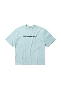Masonprince Basic Logo Tee in light blue, featuring a bold black logo for casual wear