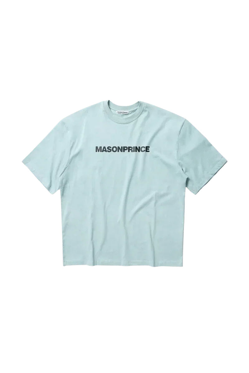 Masonprince Basic Logo Tee in light blue, featuring a bold black logo for casual wear