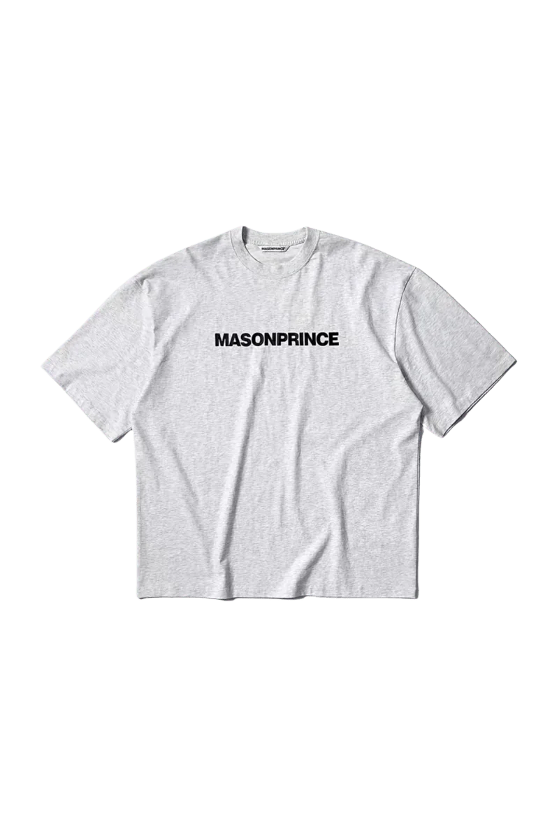 Masonprince Basic Logo Tee in grey featuring bold black logo print on a comfortable fabric