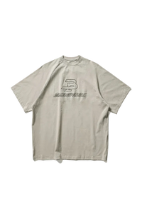 Masonprince BB Embroidered Logo Tee in light beige with a classic crew neckline and relaxed fit