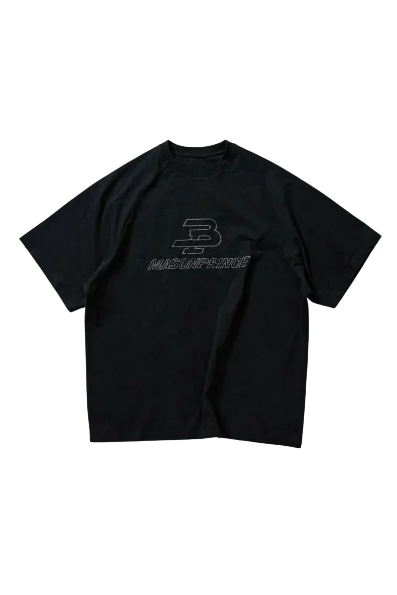 Masonprince BB Embroidered Logo Tee in black with a casual fit and stylish design