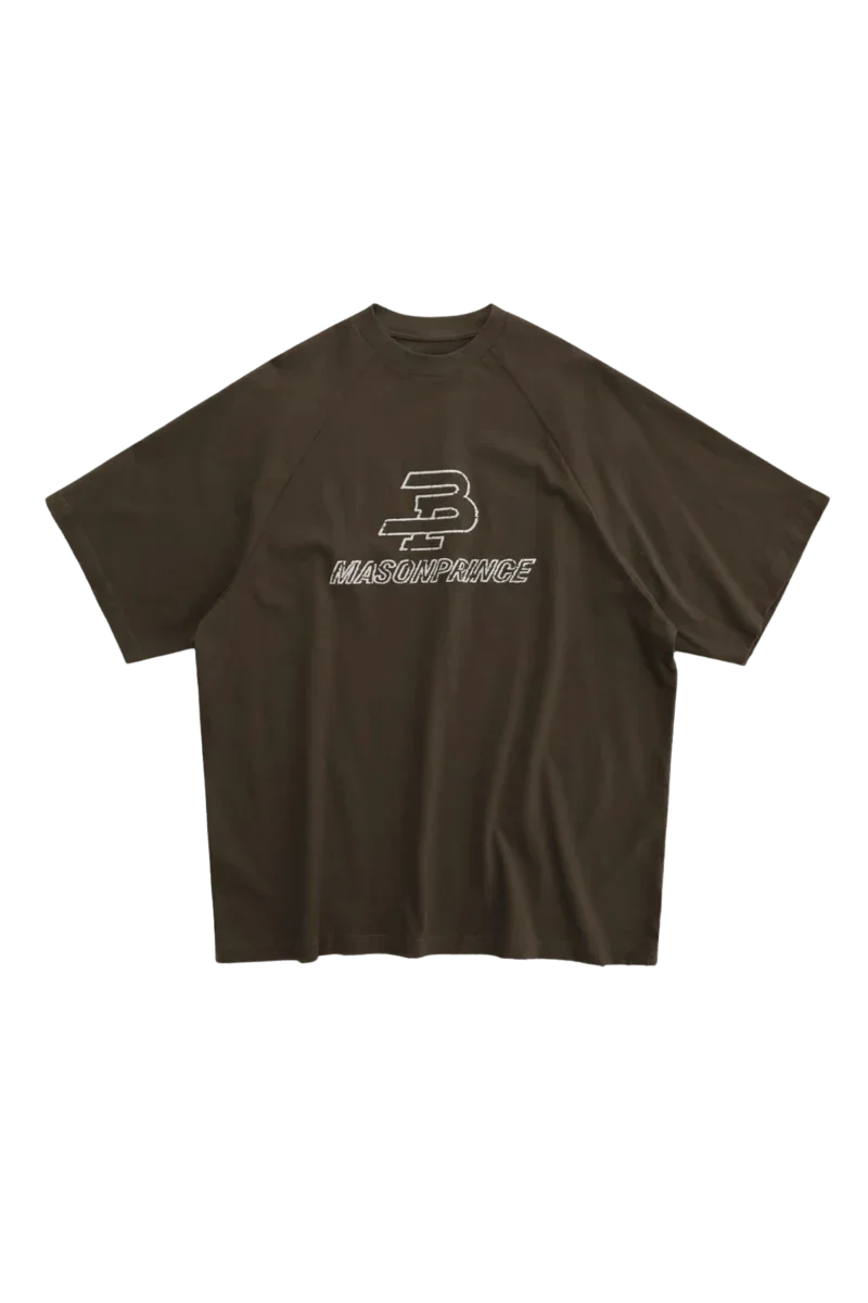 Masonprince BB Embroidered Logo Tee in dark brown with a relaxed fit and stylish design