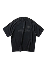 Masonprince Champion League Tee in Black Featuring Stylish Emblem Design and Oversized Fit