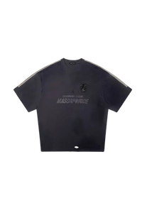 Black Masonprince Champion League Tee with reflective shoulder stripes and front logo print