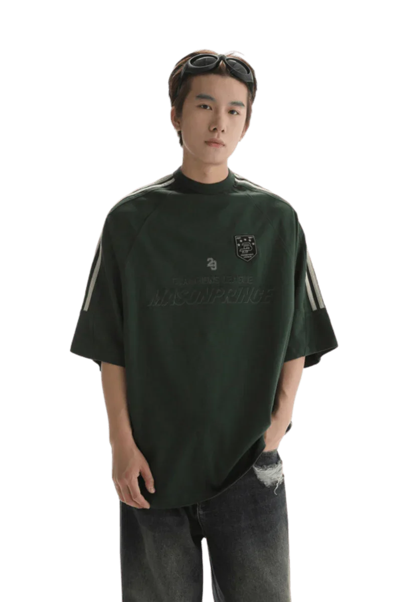 Masonprince Champion League Tee in dark green with sporty design and embroidered logo