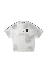 Masonprince Champion League Tee in light gray with a black emblem and distressed details
