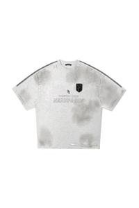 Masonprince Champion League Tee in light gray with a black emblem and distressed details