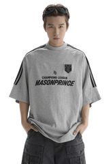 Gray Masonprince Champion League Tee featuring a sporty design and oversized fit