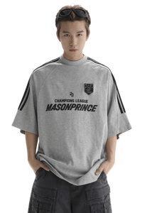 Gray Masonprince Champion League Tee featuring a sporty design and oversized fit