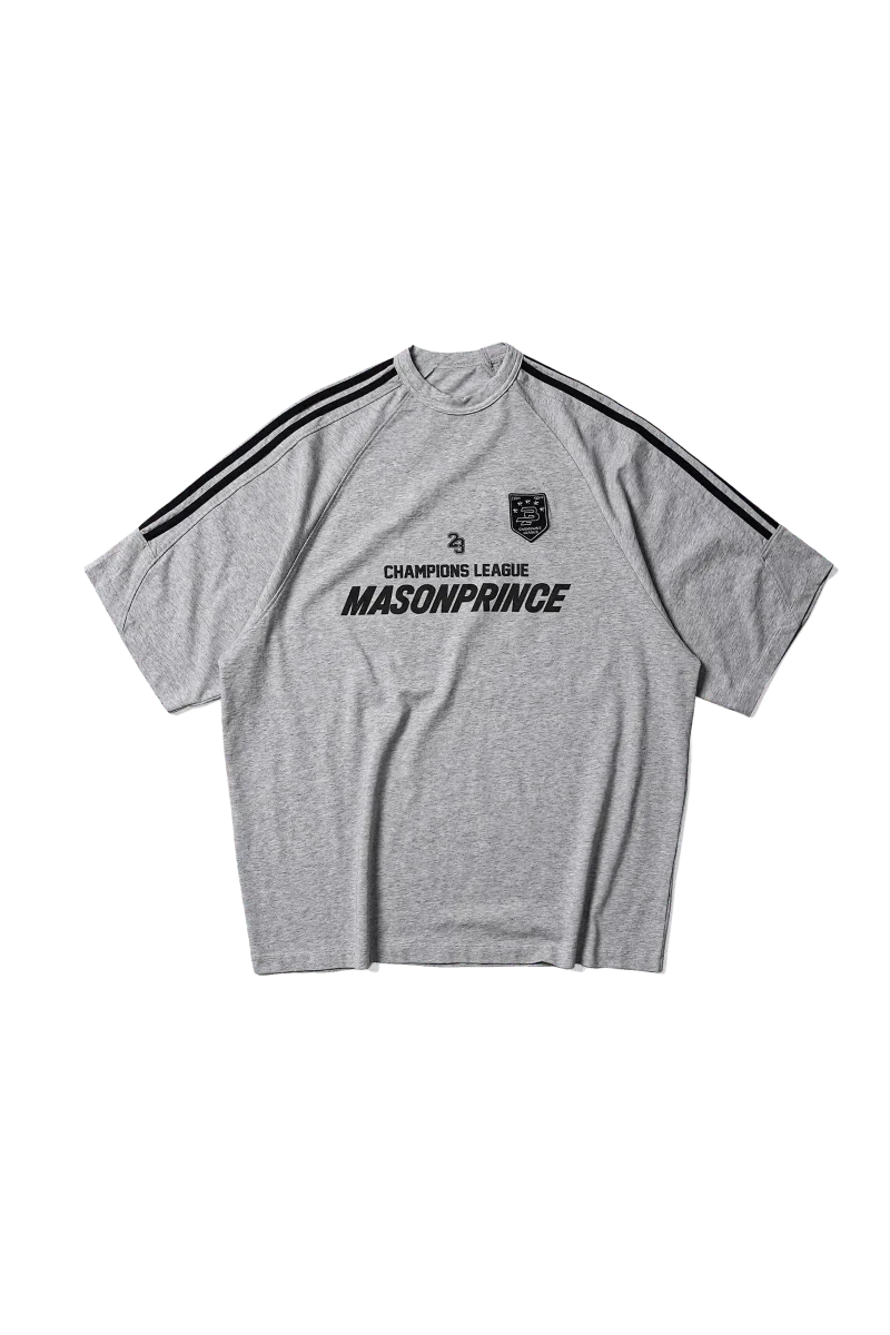 Masonprince Champion League Tee in gray with bold logo and stylish design for sports enthusiasts