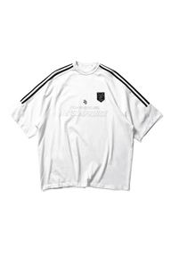Masonprince Champion League Tee White Short Sleeve Shirt with Black Stripes and Logo