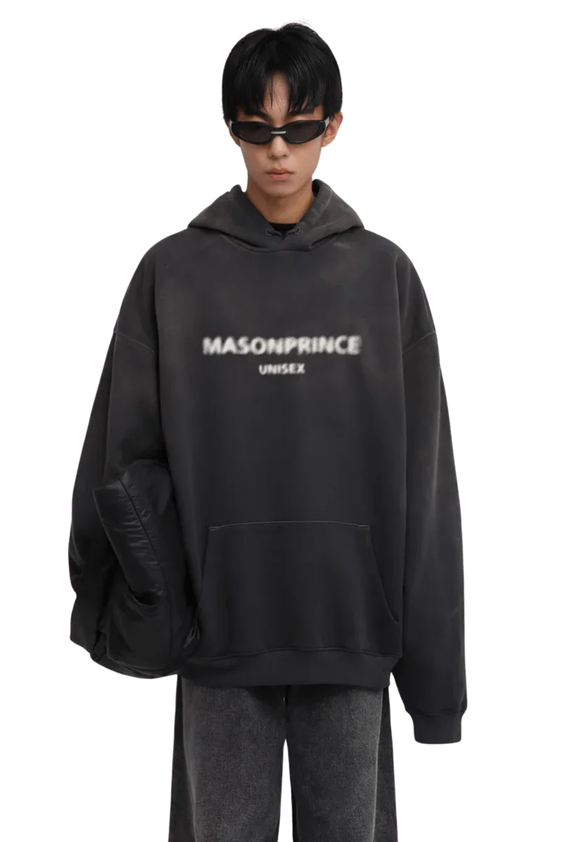 Masonprince Faded Logo Heavy Hoodie in Black for a Comfortable and Stylish Look