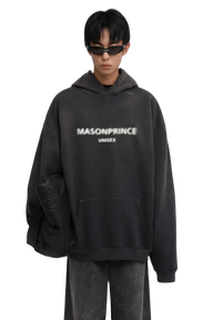 Masonprince Faded Logo Heavy Hoodie in Black for a Comfortable and Stylish Look