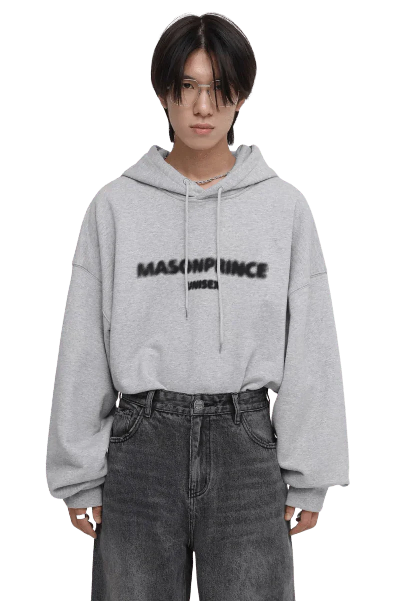 Masonprince Faded Logo Heavy Hoodie in grey for a casual and stylish look.