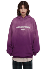 Masonprince Faded Logo Heavy Hoodie in Purple with a Casual and Comfortable Fit for Unisex Style