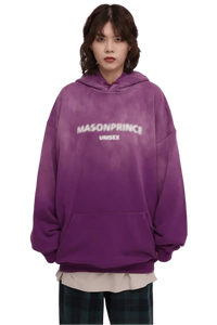 Masonprince Faded Logo Heavy Hoodie in Purple with a Casual and Comfortable Fit for Unisex Style