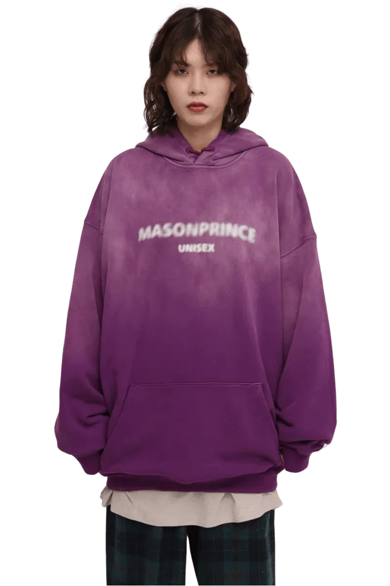 Masonprince Faded Logo Heavy Hoodie in Purple with a Casual and Comfortable Fit for Unisex Style